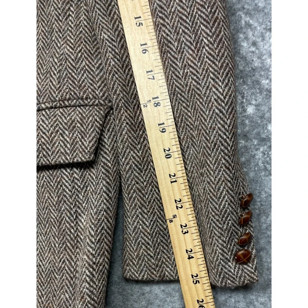 Vintage Harris Tweed Blazer Sport Coat Jacket Mens 43 R Brown Herringbone Wool